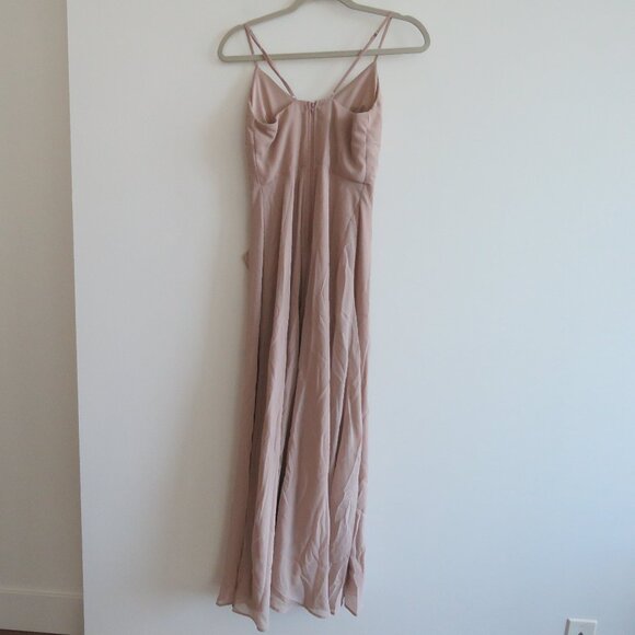 BIRDY GREY Taupe Ruffle Chiffon Maxi Bridesmaid Dress Wedding Neutral - Size XS - Picture 11 of 16